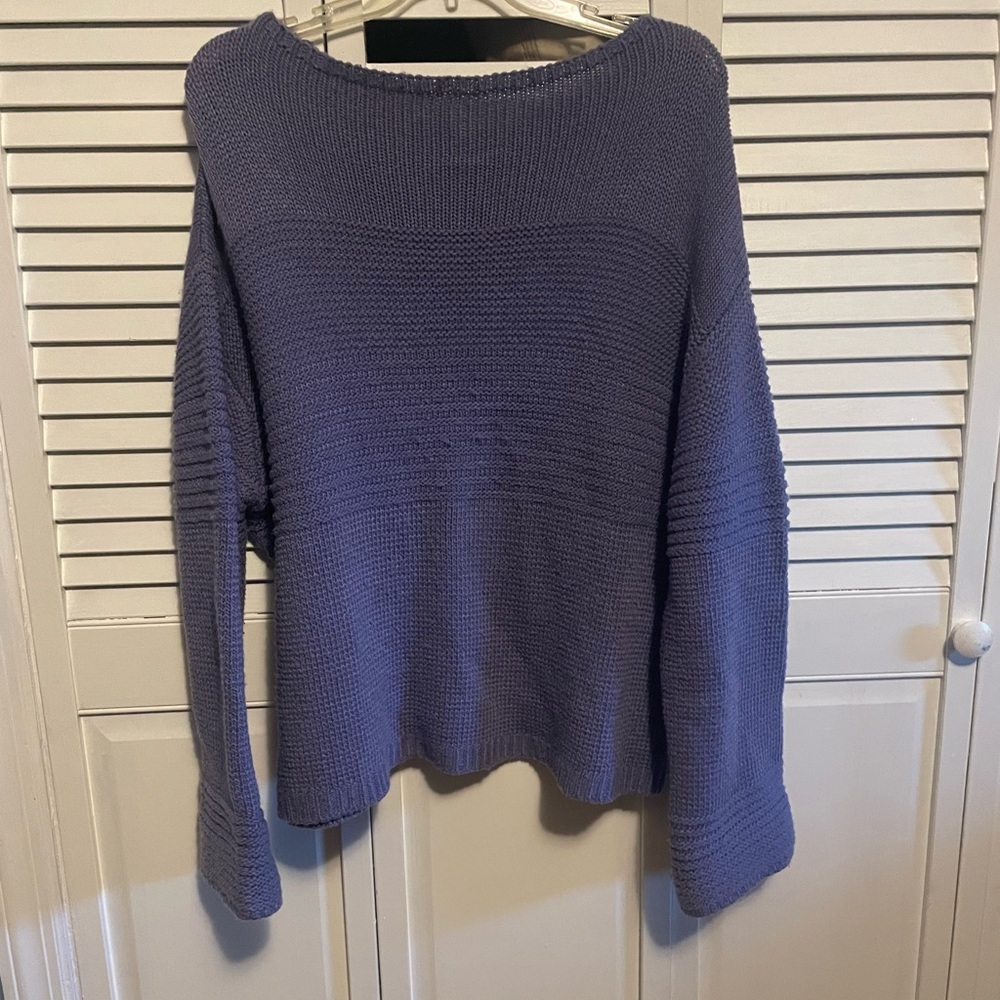 Moussy Purple Sweater with Chunky Knit and Relaxed Fit